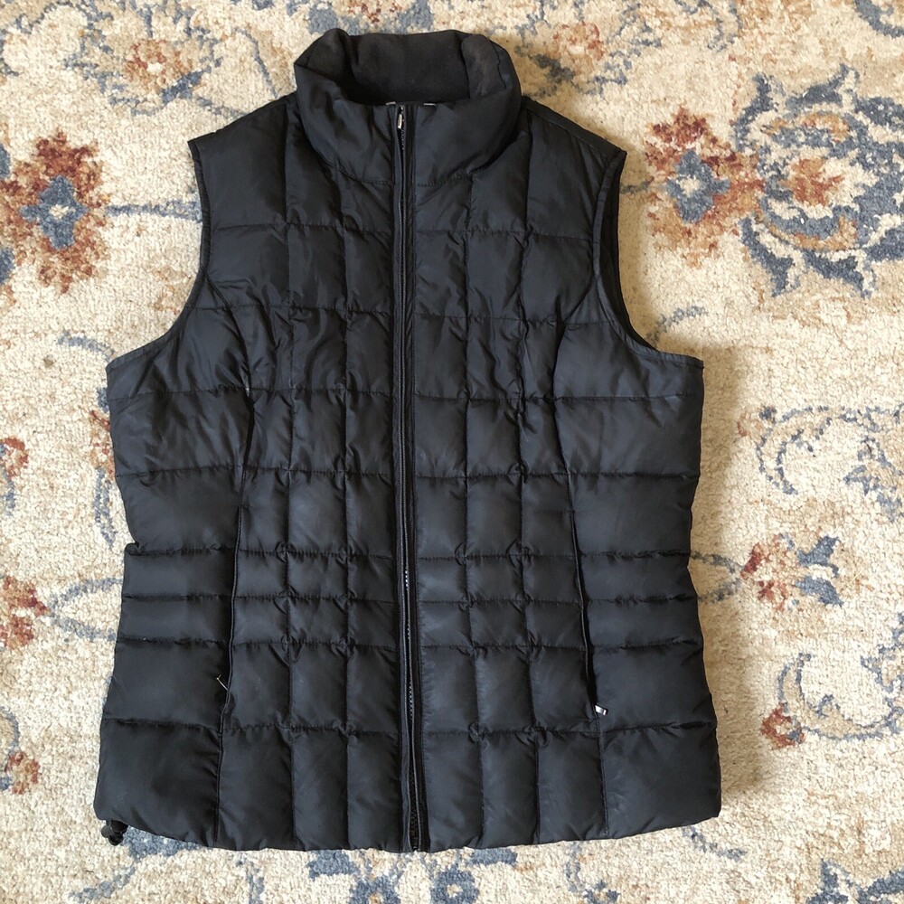Eddie Bauer Men's Quilted Puffer Vest Size S Black Polyester Premium Goose Down